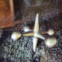 Set Brass Jack's And Crystal Balls Set Perfect 