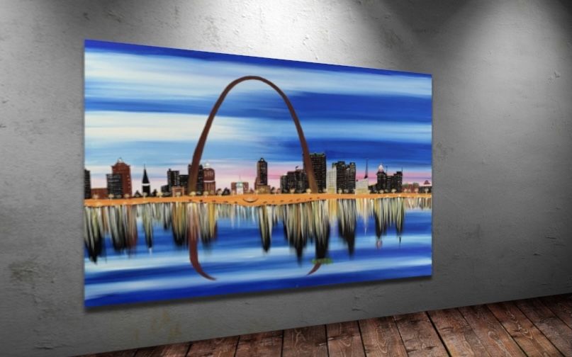 New canvas painting st. louis gateway arch
