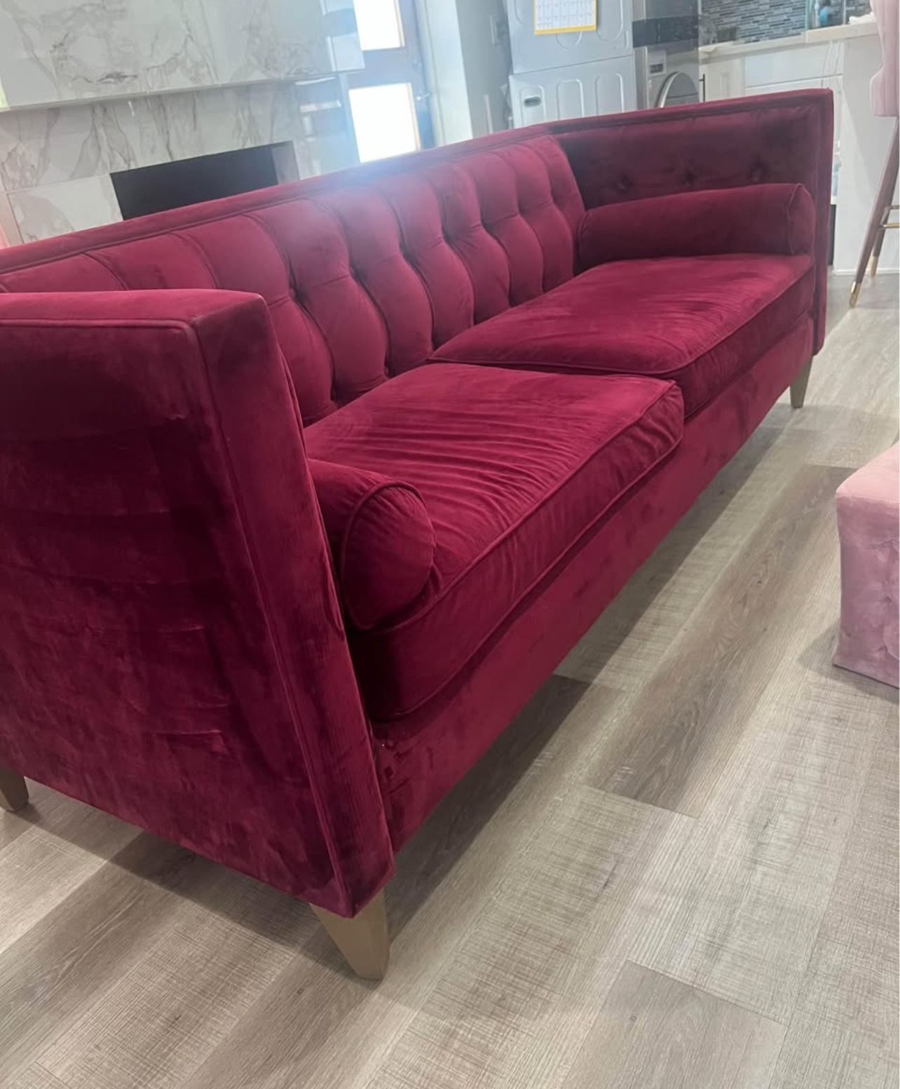 Sofa For sale !! Modern Tufted Tuxedo In Burgundy
