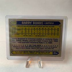 Barry Bonds 87 Topps Rookie Err. Card 320