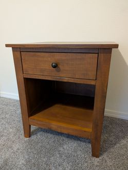 Wood Nightstand with Drawer and Shelf