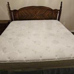 King Size Bed With Mattress & Box Spring, Headboard, Frame