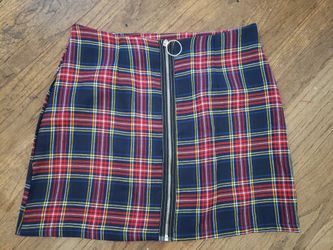 Plaid zipper skirt