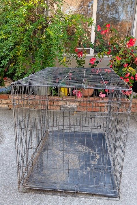 Dog Crate with Double-Door, Divider and Leak-Proof Tray, Metal, Foldable, Durable/48"L x 32"H x 29"W
