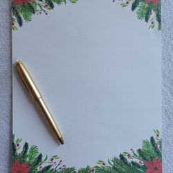 20 Sheets Of Holiday Writing Paper With Gold Pen 