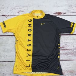 Nike Lance Armstrong Live strong Black & Yellow mens Cycling Jersey shirt  Sz XL