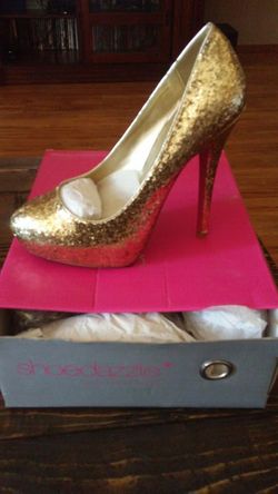 Gold high heels