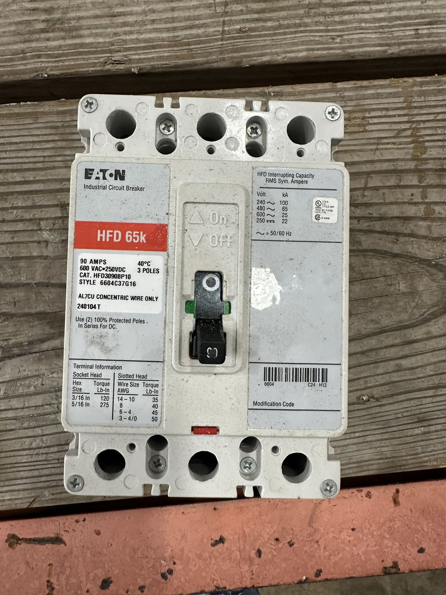Eaton Breaker HFD65k - 90 Amp