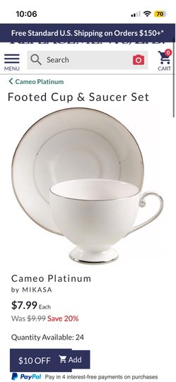 Mikasa Cameo Platinum Fine China Tea Set
