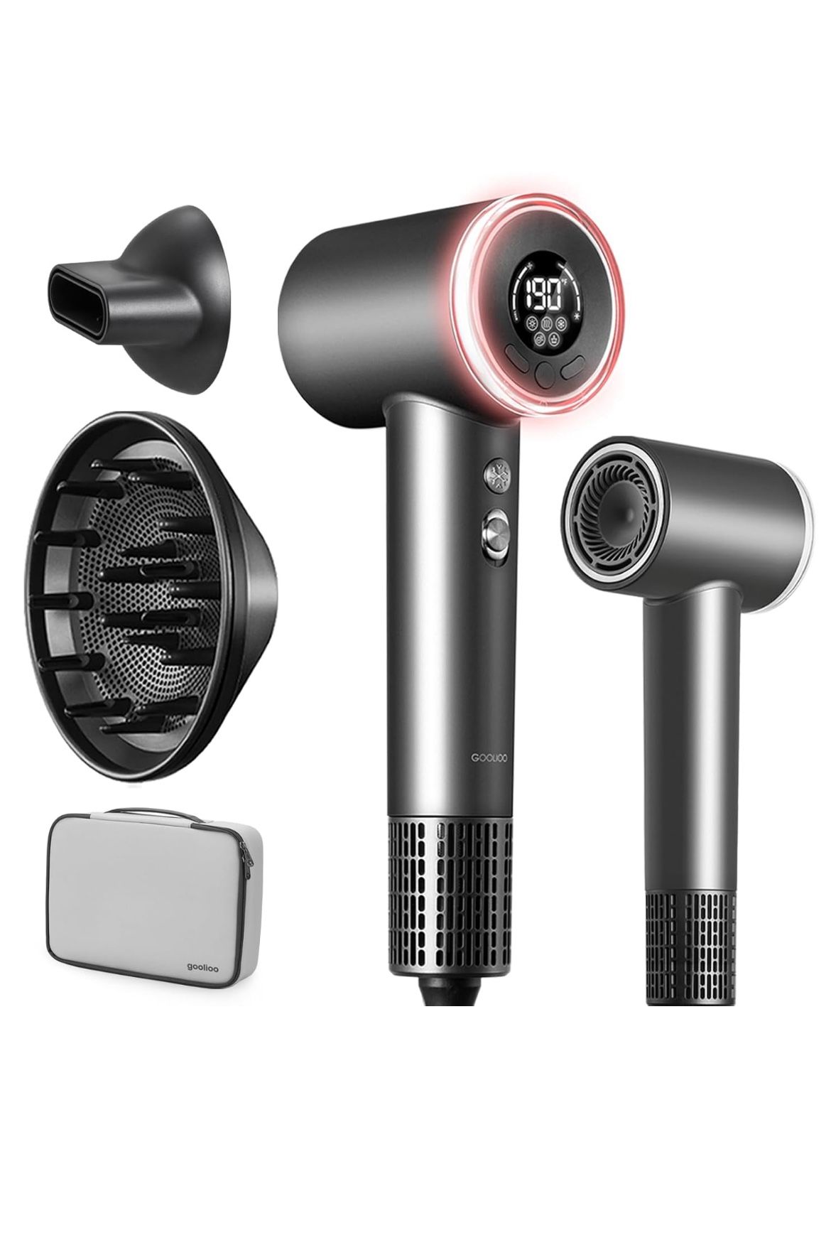 Hair Dryer with Diffuser, Professional High-Speed Blow Dryer, Negative Ionic Hair Dryers for Women, 110,000 RPM Fast Drying, 5 Temps & 3 Speeds, with