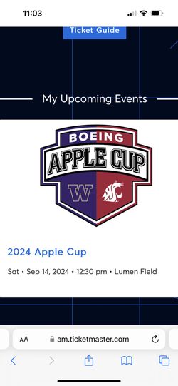 Apple Cup Tickets Section 110 Row P