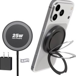 New-Magnetic Wireless iPhone Charger Fast Phone Charger with Kickstand, 6.6FT 25W Fast Phone Charging Pad Wireless Magnetic Charge for iPhone 17/17Air