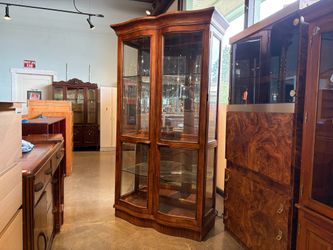 Double Bow Front Glass Curio Cabinet