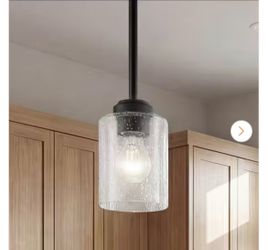 Winslow 1-Light Black Mini Pendant Light with Clear Seeded Glass
