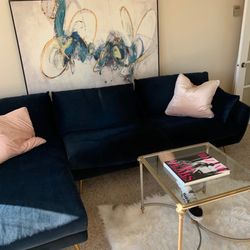 Edloe Finch Midnight Blue Velvet Sectional Couch