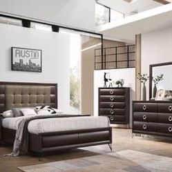 Brand New 4PC Dark Brown Bedroom Set