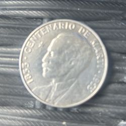 The 1953 Cuban Peso silver coin, commemorating the centennial of José Martí's birth, 