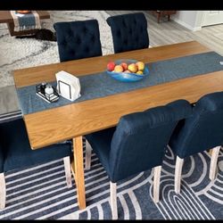 Dining Table Set Six Chairs 