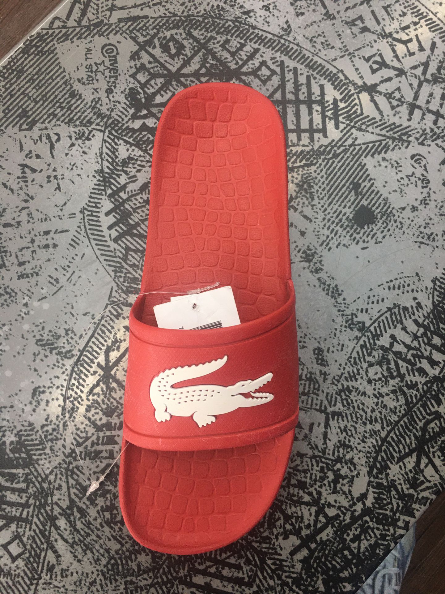 Lacoste slide for men $35.00 sale for $30.00 red only