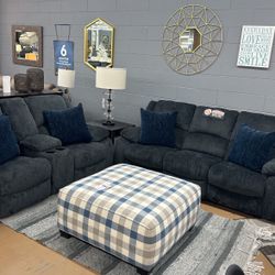 Dark Grey Sofa And Loveseat With Recliners