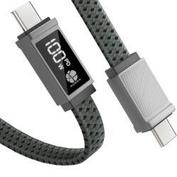 USB C to USB C Cable 100W, USBC Cable with Display [6.56FT] Flat Braided Anti-Tangle Type C Cord for MacBook Pro, iPhone 15 Pro Max, Samsung Galaxy S2