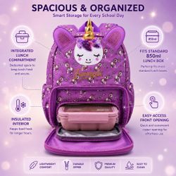 Faunsché Kids Unicorn Backpack with Lunch Compartment