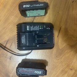 Two 20V Batterys And Charger 