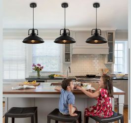 Black Pendant Light 12.5 inches 3 Packs, Farmhouse Pendant Light, Industrial Pendant Lighting, Kitchen Pendant Lights, Pendant Lights Kitchen Island f