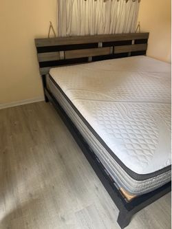 Leather sectional and king size mattress free at curbside
