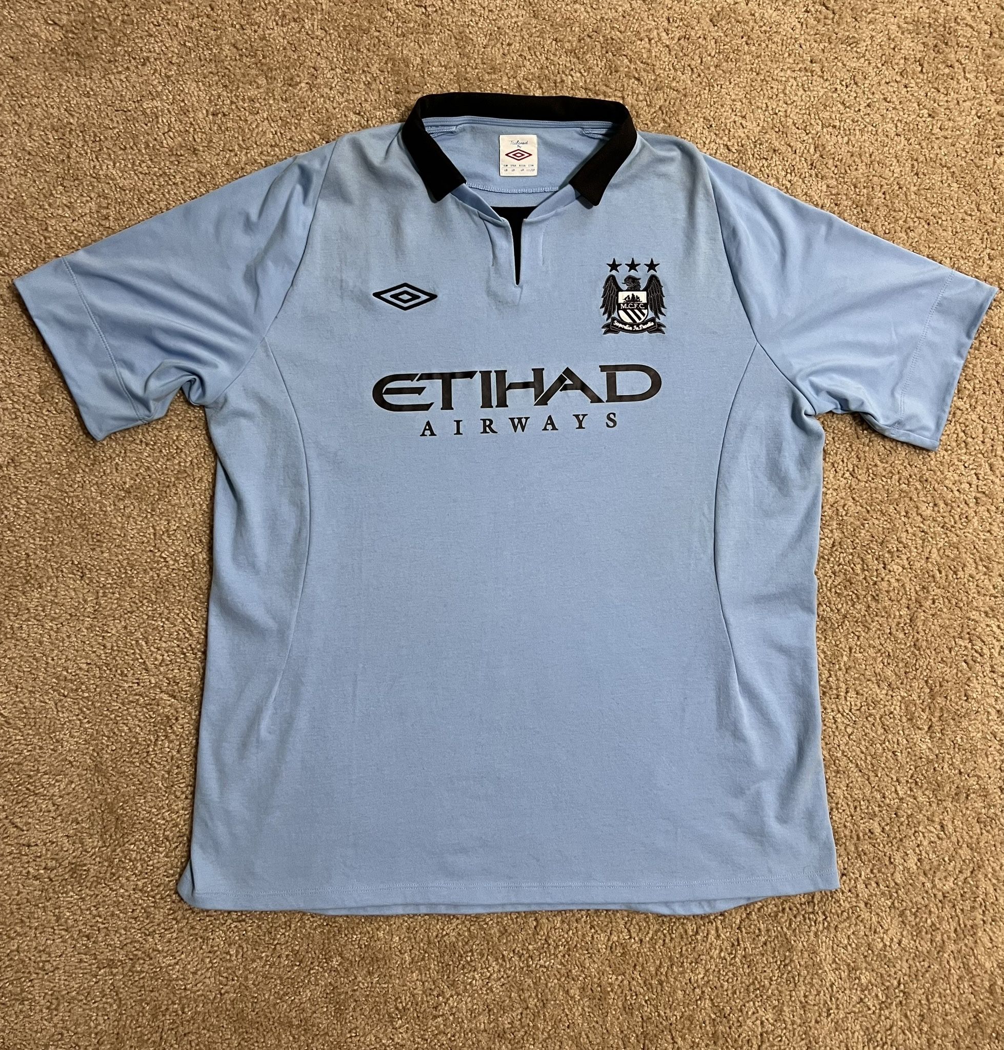 UMBRO / Manchester City 2012-2013 Home MCFC Short Sleeve RETRO Futbol Kit SOCCER Jersey / Men’s (48) X-Large XL / Excellent Condition!! / Blue