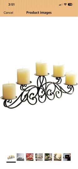 Adeco HD0004 5 Pillar Candle Holder, Black Candelabras with Antique Finish