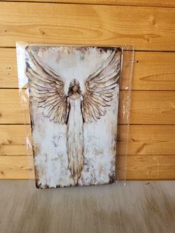 Vintage Angel Wings MDF Wall Sign 10"×6