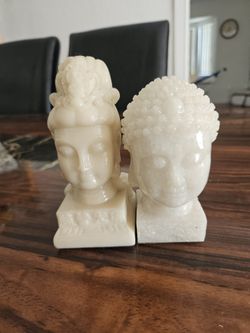 Buddha head and Quan Yin Head Statue