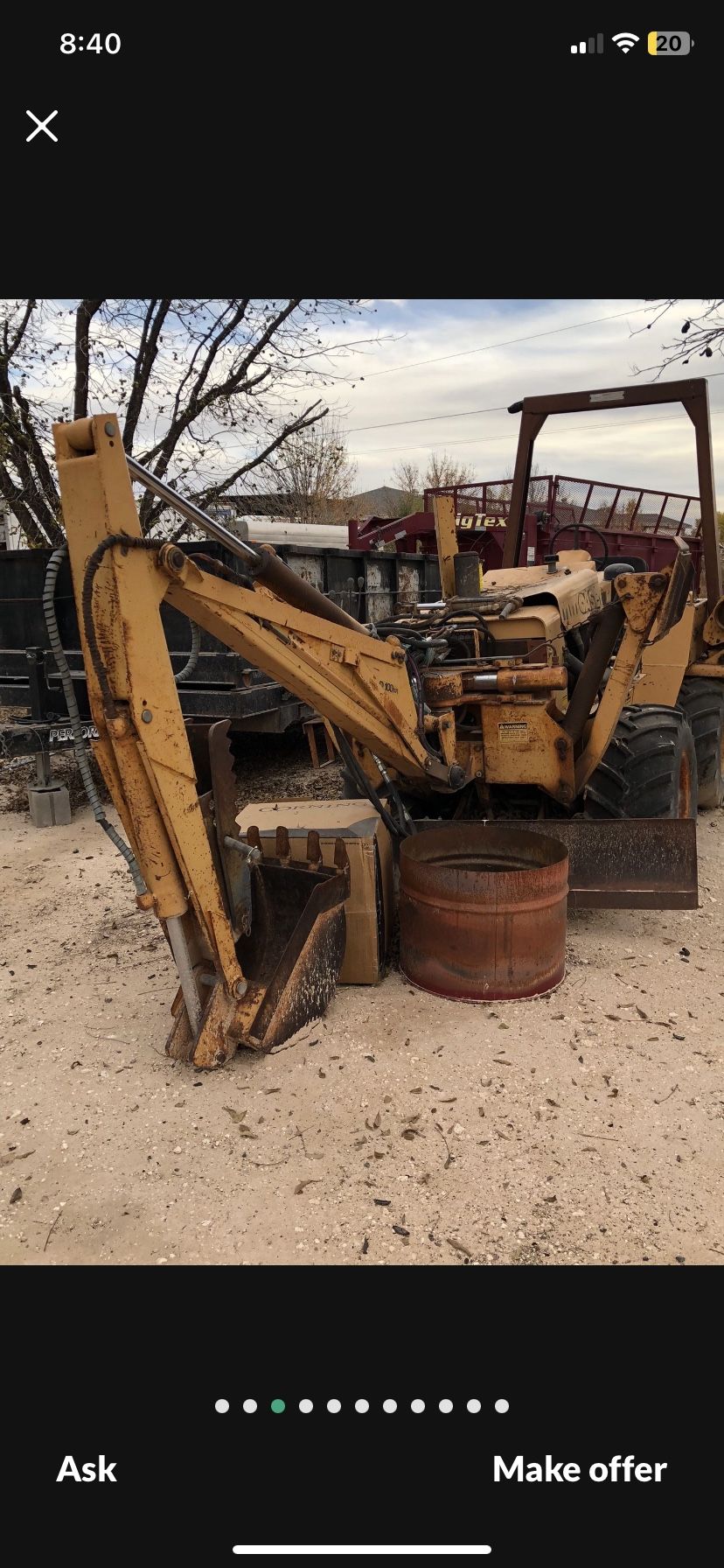 Case Backhoe Plow Bore Machine