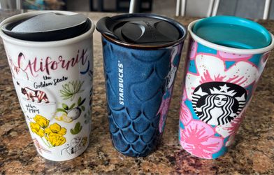 Starbucks ceramic cups.