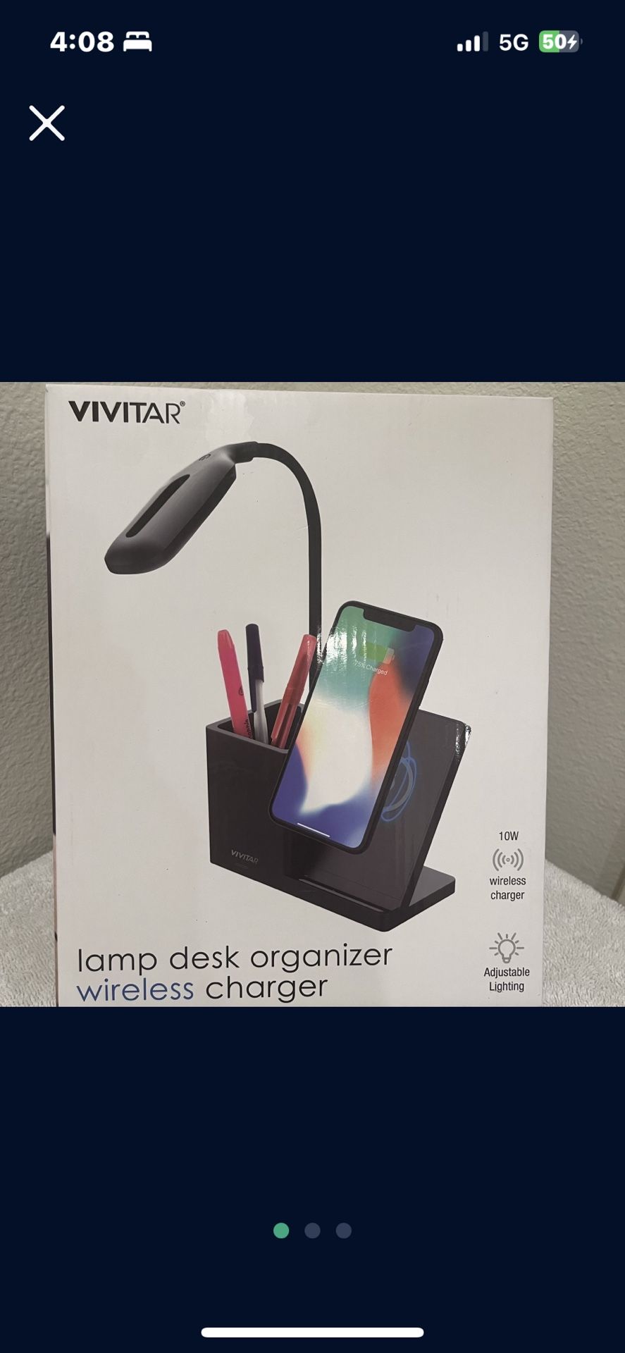 Vivitar Desk Lamp Organizer + 10W Wireless Charger — Light & Charge in One!