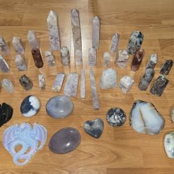 Crystals (Pink amethyst, Green Flourite, labradorite, and more!)