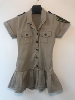 Small Costume Sheriff Police Patch Button Up Front Short Skirt Khaki Can be Altered For Zoo Keeper 