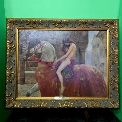 Lady Godiva (1897) by John Maler Collier Reproduction Musium Quality Wood Antique Frame 21"×17"