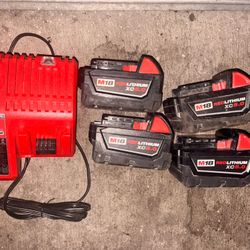Milwaukee M18 5.0 Battery’s And Charge Good Condition 