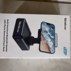 TechGlow Foldable Cellphone Stand with Bluetooth Speaker and Charging Function