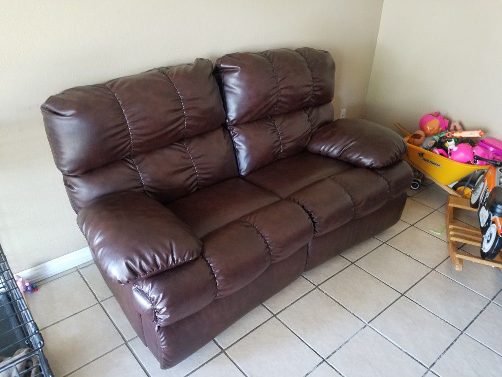 Leather couch recliner