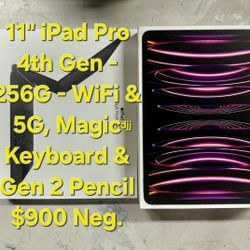 New 11 IPad Pro. 256Gig - Gen 6 Wi-Fi & 5G Cell