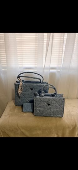 Quilted Denim Tote Bag Set