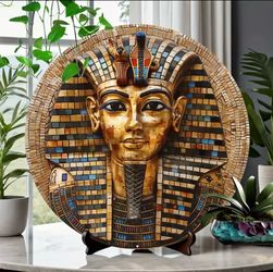 Egyptian Pharaoh Tutankhamun Mosaic Wall Sign: 8x8inch, 100% Aluminum with 3D Design & UV Printing for Vivid Colors