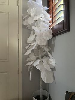 White Tall Artificial Leaf Tree
