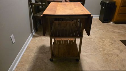 Butcher block table on wheels