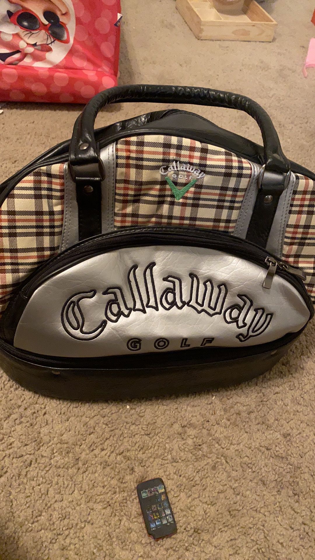 Vintage Leather Callaway Golf Shoe Rain Suit Travel Duffle Bag Tote