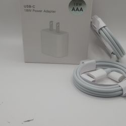USB C Cord Type C To Rapid Cable With 18W Power Adapter