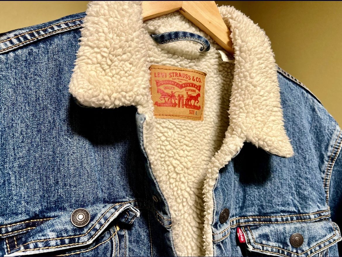 Levi Strauss Denim Jacket Sherpa Lined Size L